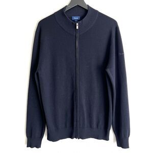 Faconnable Men’s Merino Wool Full Zip Sweater Size L Navy
